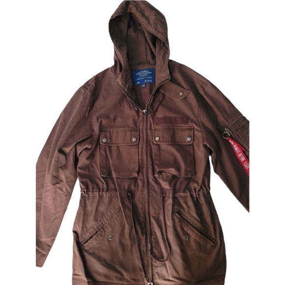 Men’s Alpha Industries Brown Parka - Picture 2 of 4